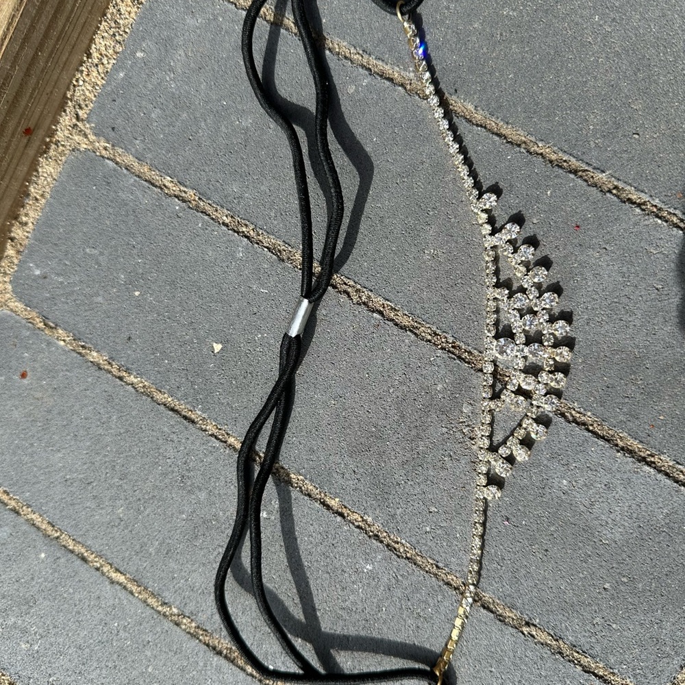 Silver and Black Crystal Necklace with Asymmetrical Design